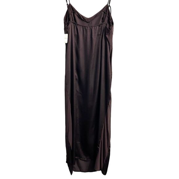 INTIMATELY FREE PEOPLE NWT City Cool Midi Slip Satin Chemise Dress Chocolate M - Picture 3 of 12